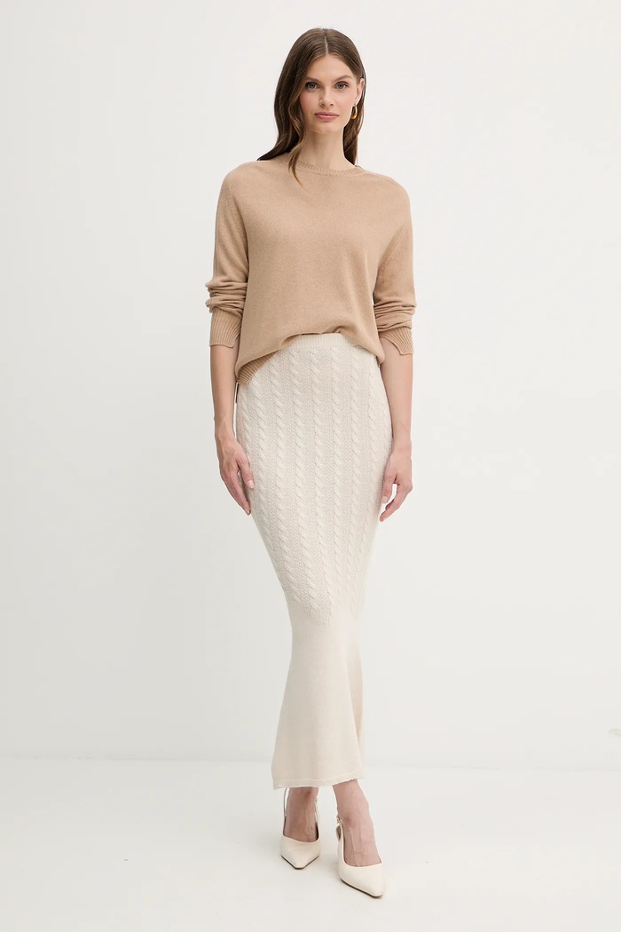 Vlněný svetr Twinset 252TP3495 béžová AW25