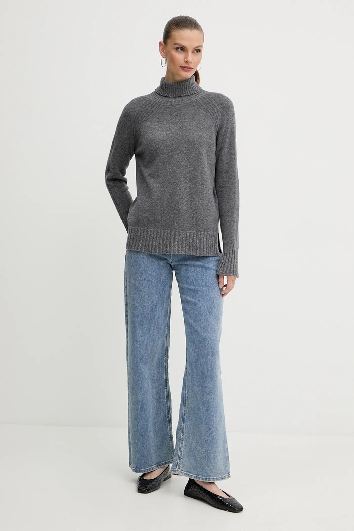 Vlněný svetr Twinset 252TP3582 šedá AW25