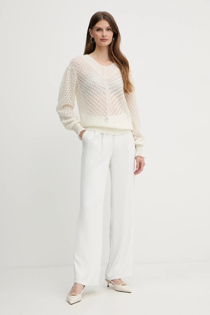Svetr z vlněné směsi Twinset 252TP3522 béžová AW25