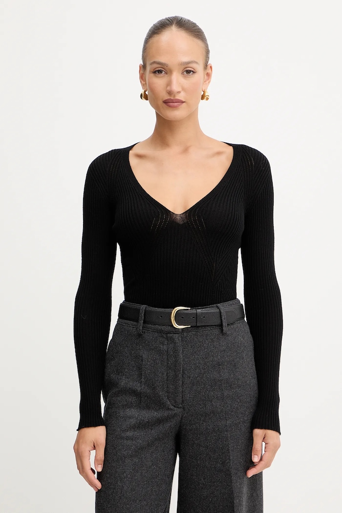 Twinset pulover de lână subtiri negru 252TT3110