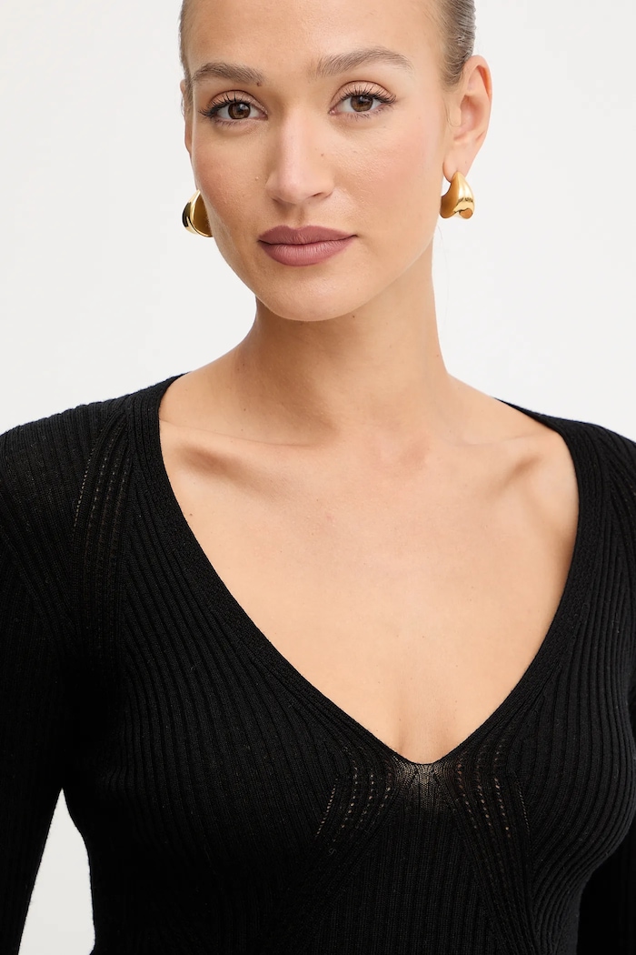 Twinset pulover de lână negru 252TT3110