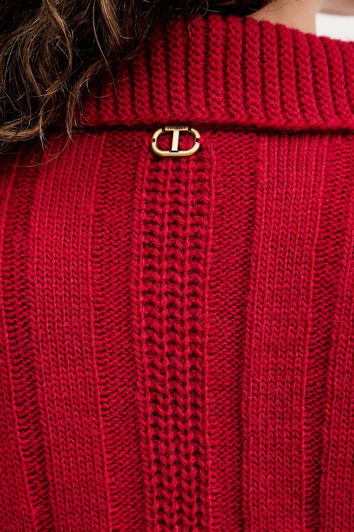 Twinset sweter z wełną 252TT3101 czerwony