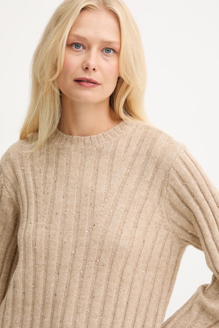 Twinset pulover din amestec de lână bej 252AT3150