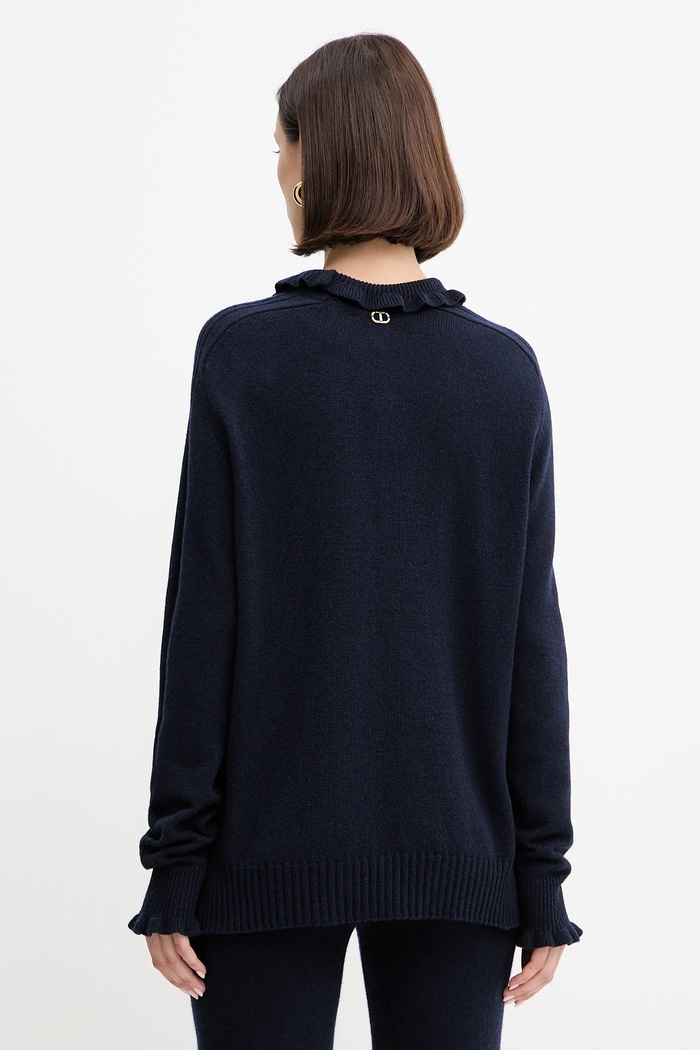 Odzież Twinset sweter z wełną 252TT3350 granatowy