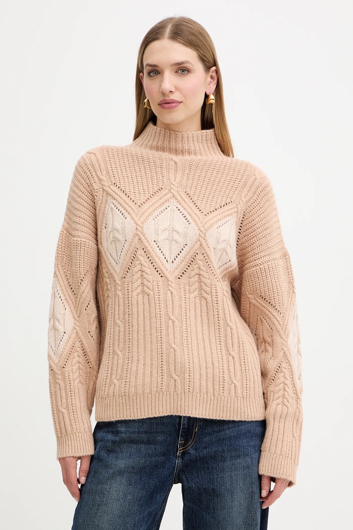 Twinset pulover din amestec de lână grosime medie portocaliu 252TT3290