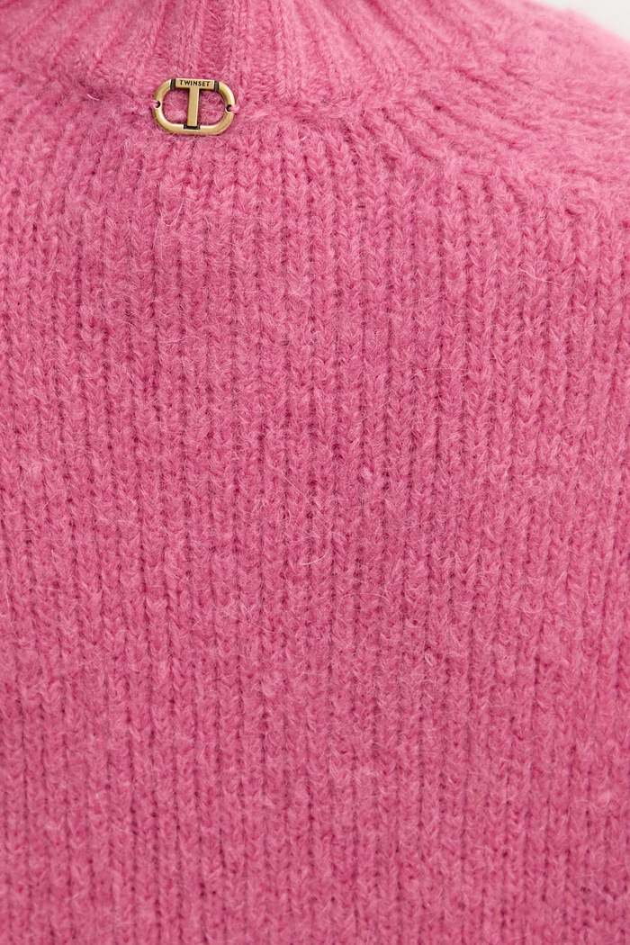 Twinset sweter z wełną 252TT3136 różowy