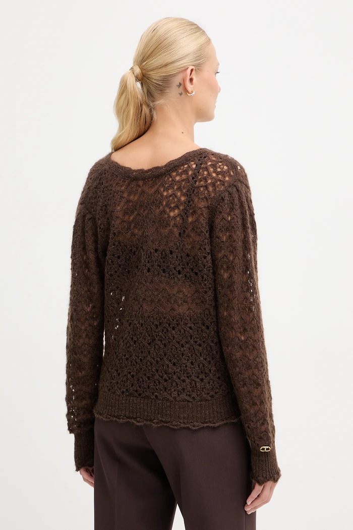 Îmbrăcăminte Twinset pulover cu adaos de mohair 252TT3200 maro