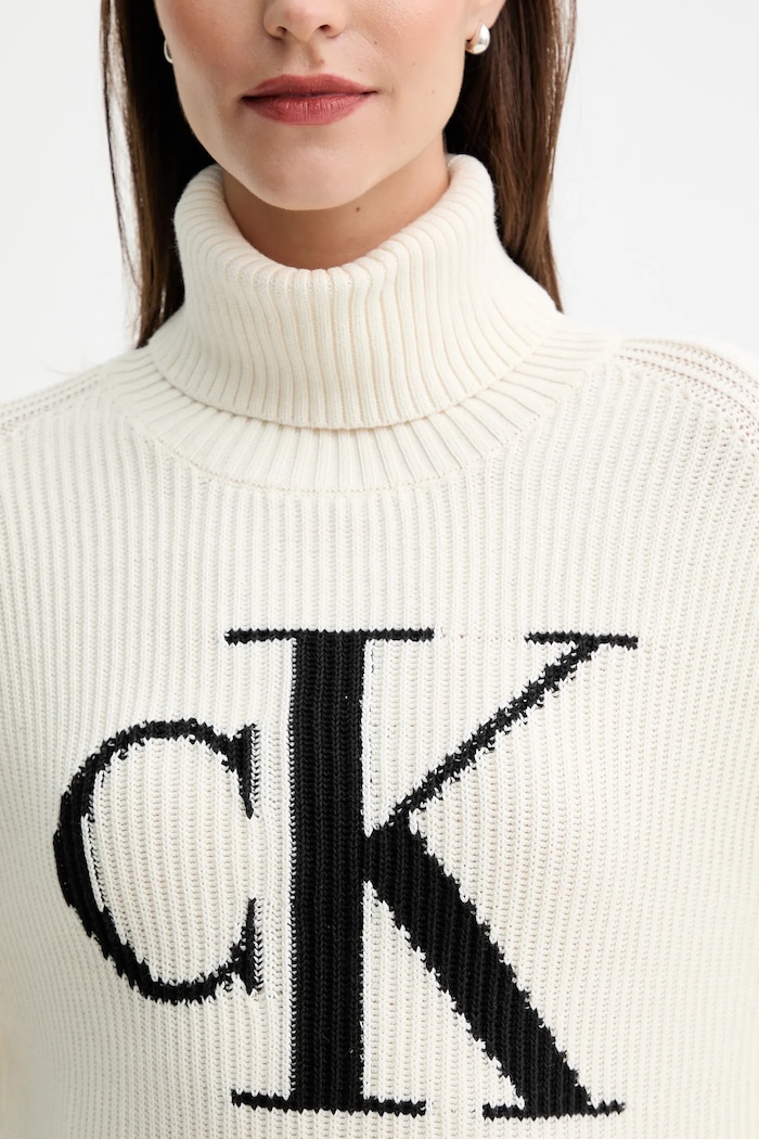 Bavlnený sveter Calvin Klein Jeans LV047D349G béžová