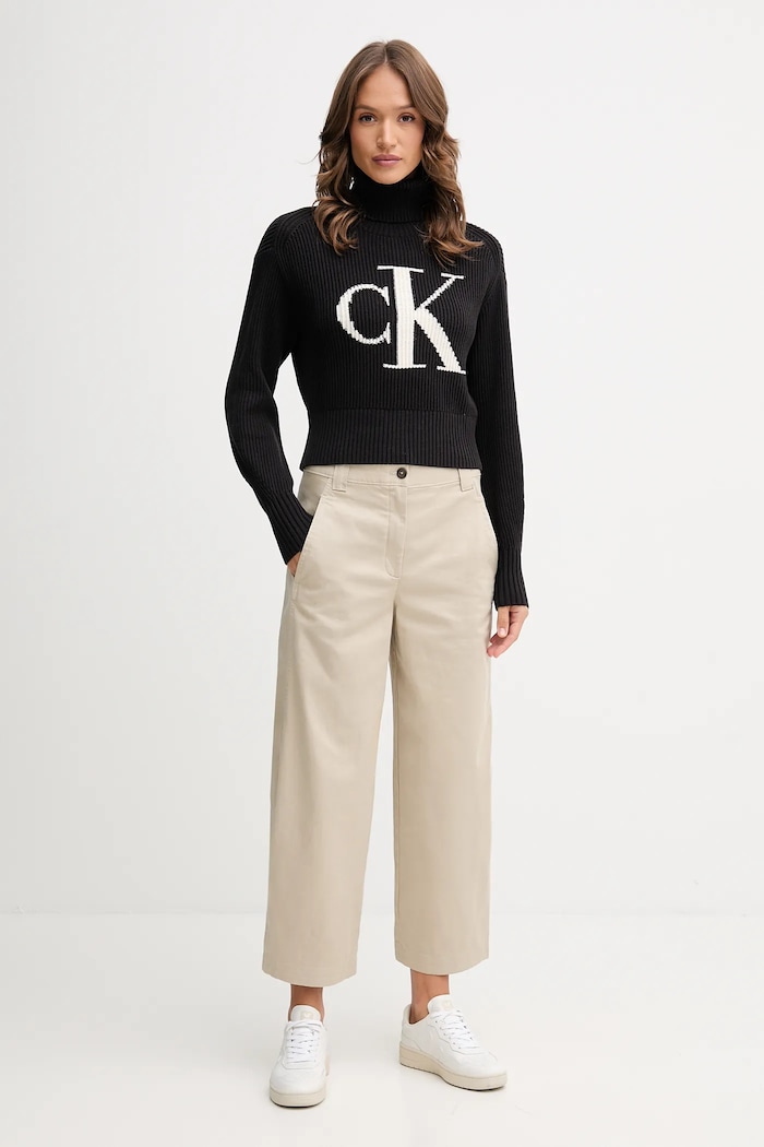 Bavlnený sveter Calvin Klein Jeans LV047D349G čierna AW25