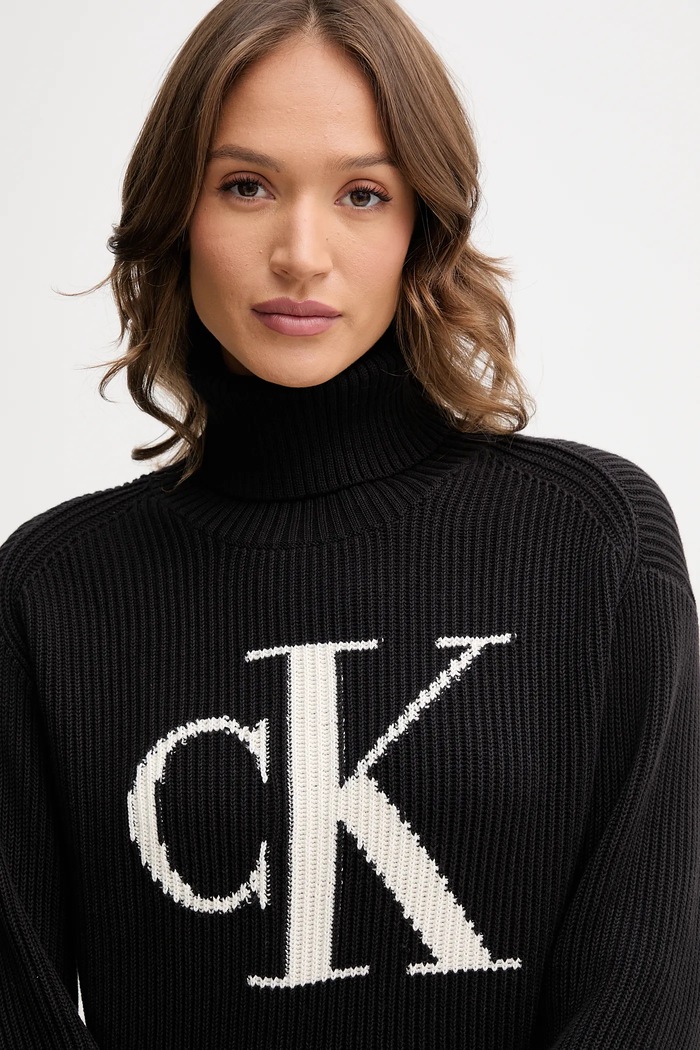 Bavlnený sveter Calvin Klein Jeans čierna LV047D349G
