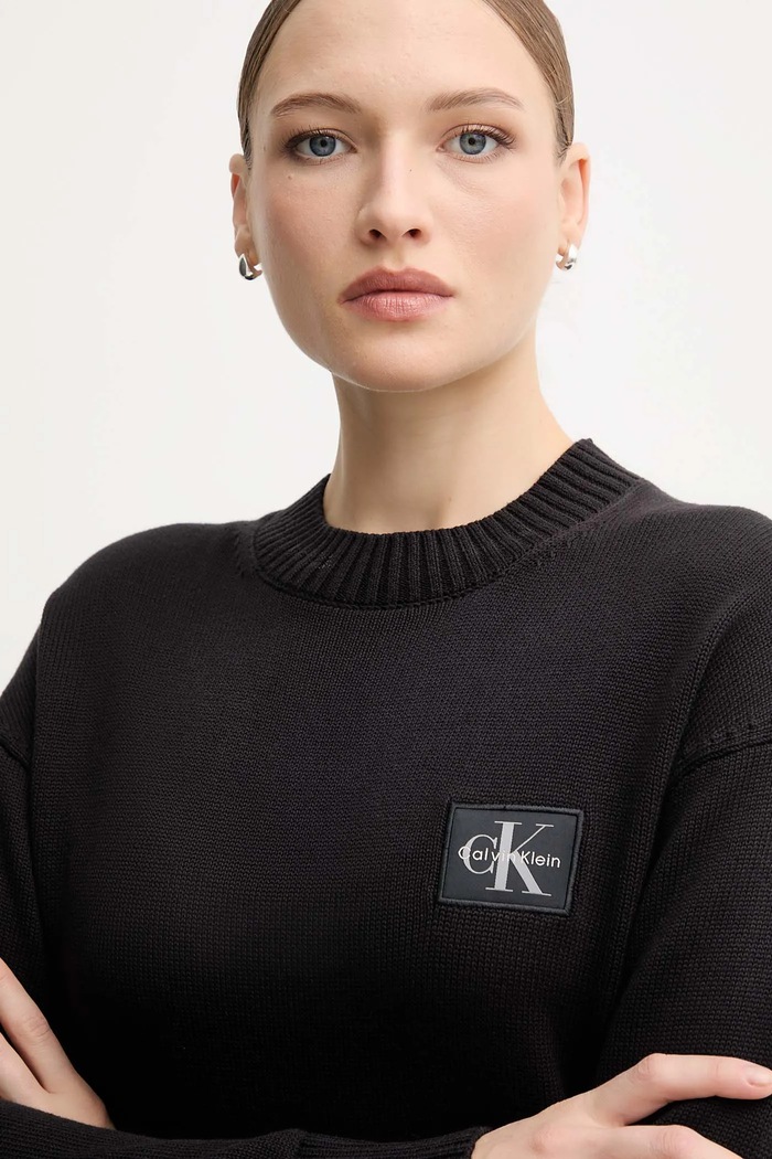 Calvin Klein Jeans pulover de bumbac negru LV047D351G