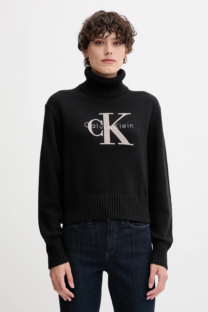 Calvin Klein Jeans pulover grosime medie negru LV047D354G