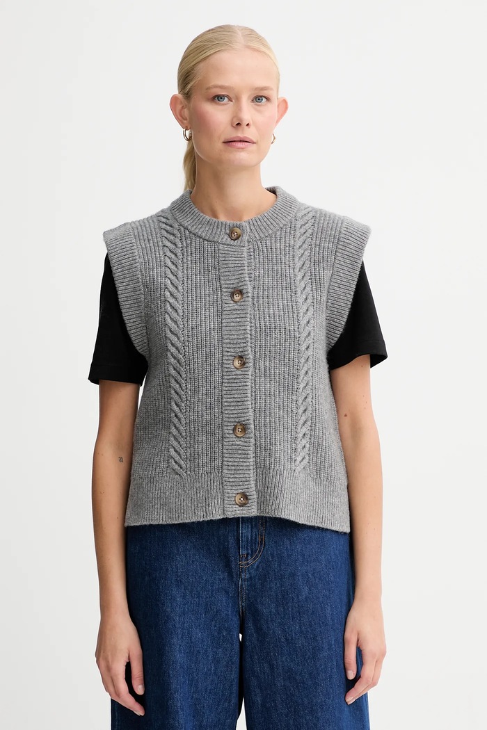 Levi's gilet con lana a maglia pesante grigio 0038D.0001