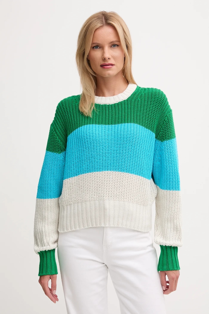 Calvin Klein Jeans pulover de bumbac grosime medie verde LV047D302G