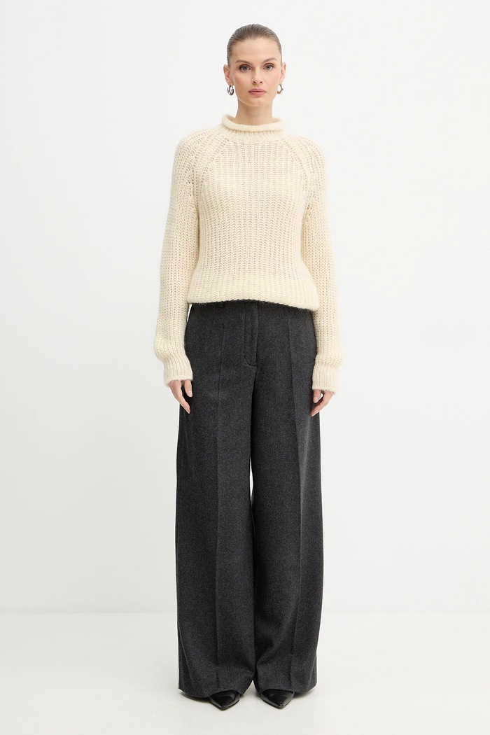 Пуловер от вълна Luisa Spagnoli 100150 бежов AW25