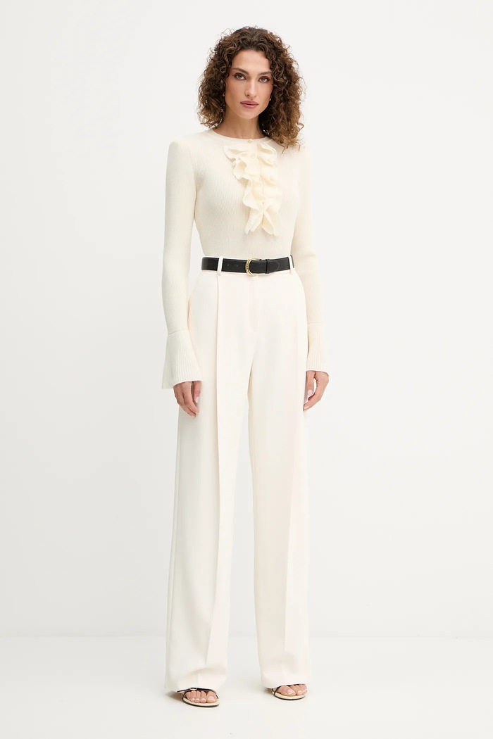 Μάλλινο πουλόβερ Luisa Spagnoli 100114 μπεζ AW25