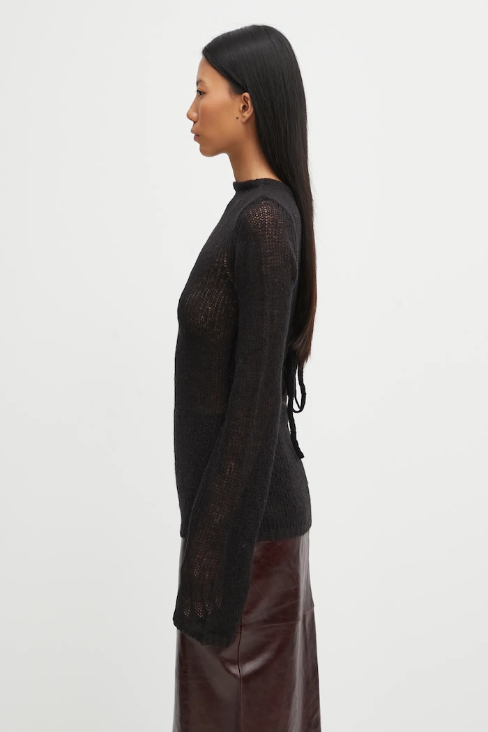 Πουλόβερ με προσθήκη μαλλιού Heliot Emil AW25.W.07.083.BLK01 μαύρο AW25