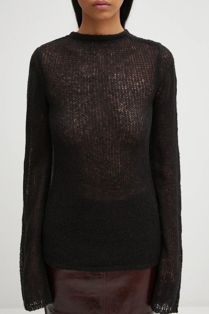 Πουλόβερ με προσθήκη μαλλιού Heliot Emil μαύρο AW25.W.07.083.BLK01