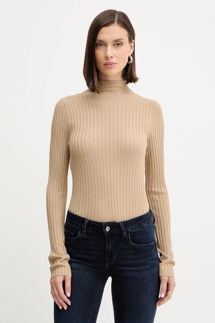 Liu Jo pulover subtiri bej MF5389.MS46J