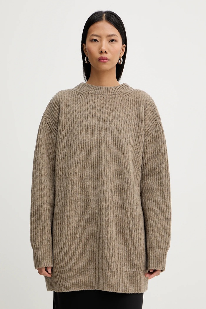 Sveter s prímesou vlny MM6 Maison Margiela okrúhly béžová S62HL0042.M13193.114