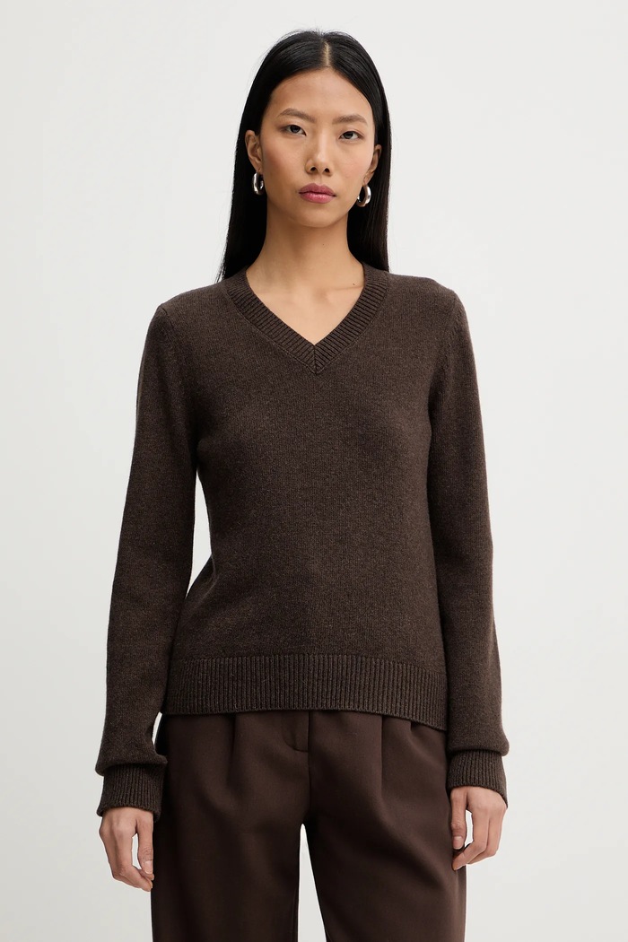 MM6 Maison Margiela pulover din amestec de lână grosime medie maro S62HN0007.M13187.144