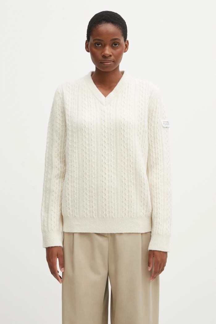 MM6 Maison Margiela pulover din amestec de lână grosime medie bej S62HN0008.M13195.102