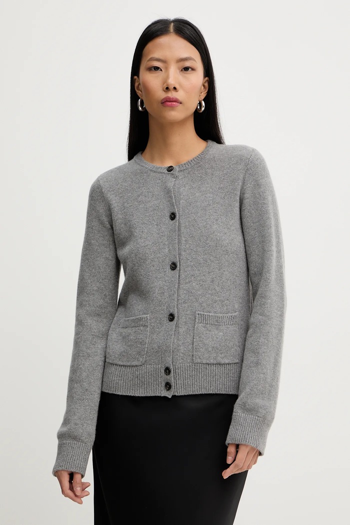 MM6 Maison Margiela kardigan z dodatkiem wełny melanż szary S62HP0036.M13187.854