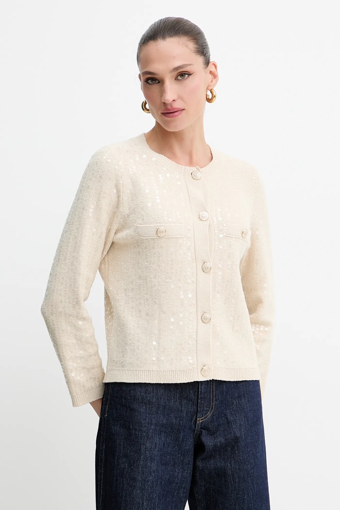 Marella cardigan colletto abbottonato beige 2523346094200