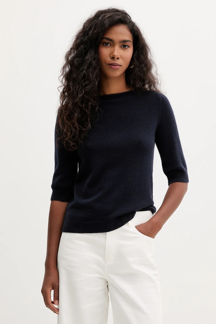 Marella sweter kaszmirowy okrągły granatowy 2523366271200