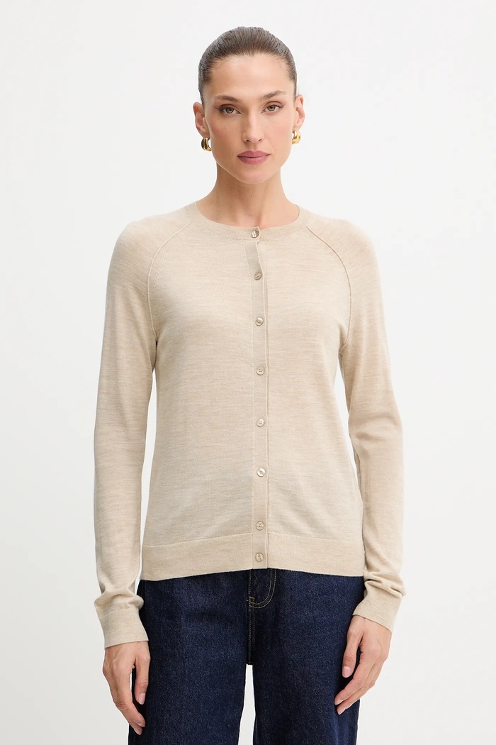BOSS cardigan pentru femei din lână Fonami melanj bej 50545031