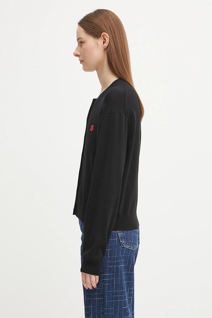 Kenzo cardigan in lana Rws Boke Flower Crest Crewneck Cardigan FF62CA7183LB nero AW25