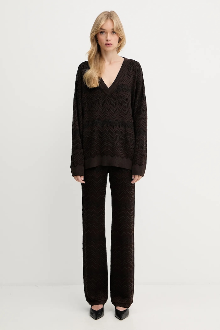 Missoni sweter z wełną DS25WN14.BK01CP brązowy AW25