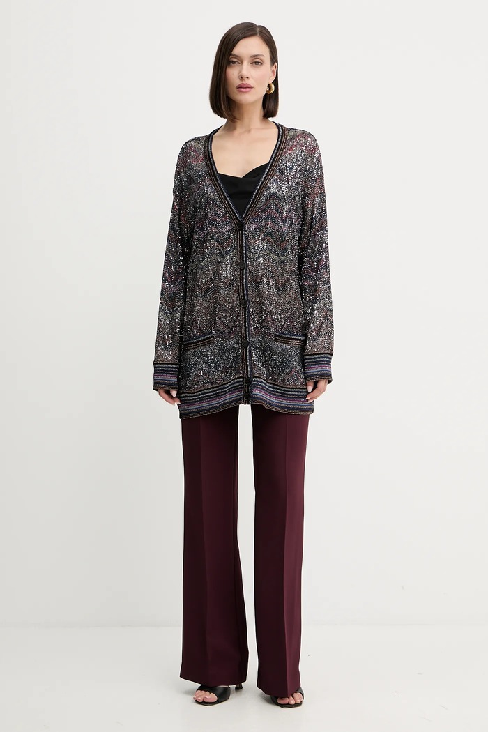Missoni kardigan DS25WM0T.BC005G granatowy AW25
