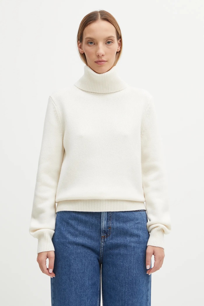 Anine Bing sweter wełniany idra golf beżowy A.09.11270