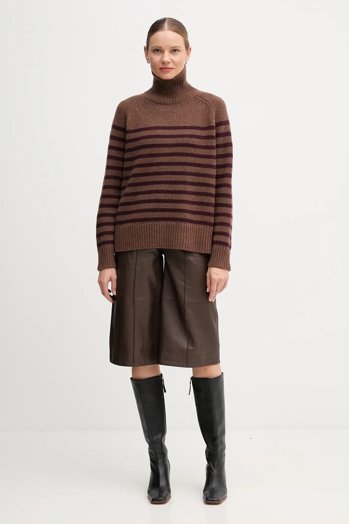 Tommy Hilfiger sweter wełniany WW0WW46413 brązowy AW25