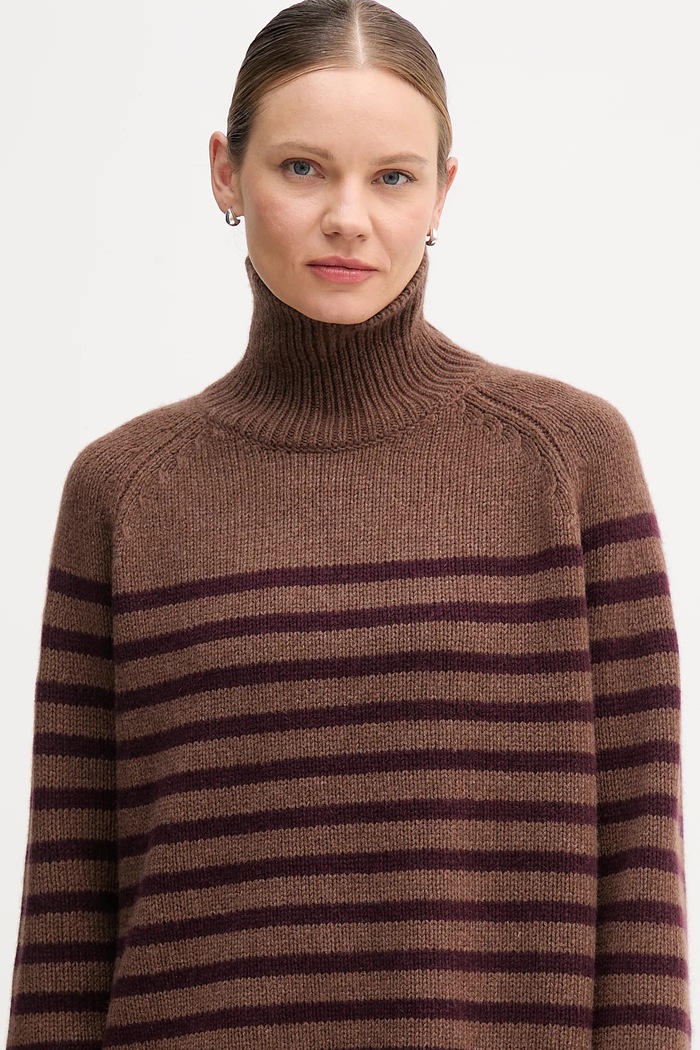 Tommy Hilfiger sweter wełniany brązowy WW0WW46413