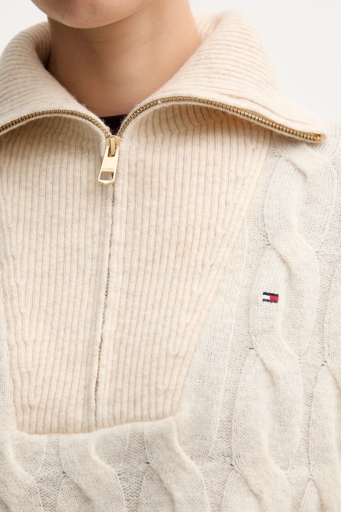 Vlnený sveter Tommy Hilfiger WW0WW46425 béžová