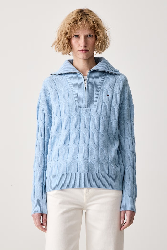 Tommy Hilfiger Pulover ženski volnen modra WW0WW46425