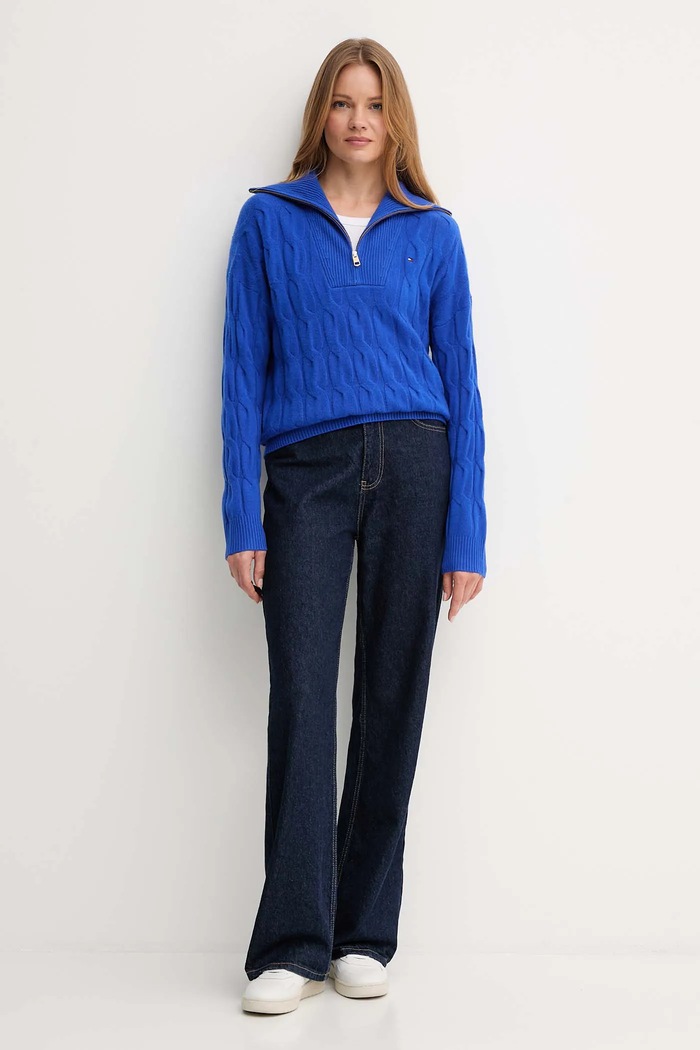 Vlněný svetr Tommy Hilfiger WW0WW46425 modrá AW25