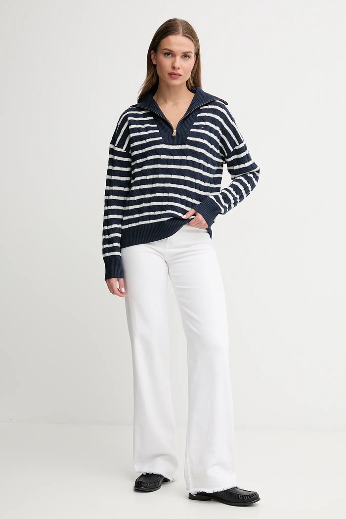 Tommy Hilfiger pulover de lână WW0WW46425 bleumarin AW25