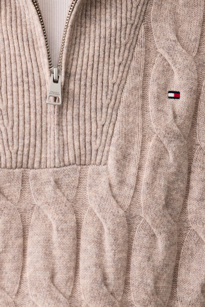 Pulover ženski volnen Tommy Hilfiger bež WW0WW46425