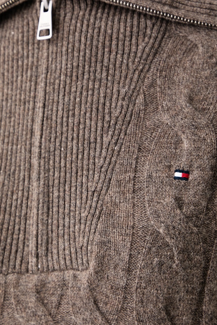 Sweter damski wełniany Tommy Hilfiger brązowy WW0WW46425