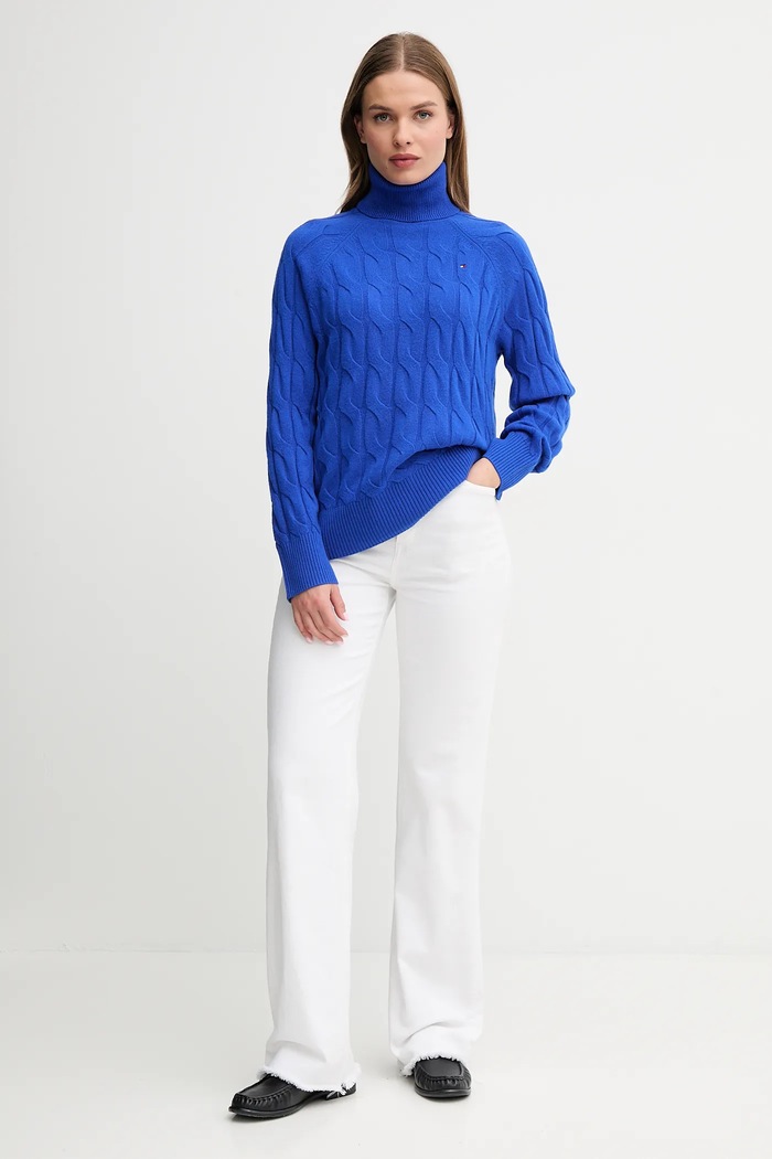 Vlněný svetr Tommy Hilfiger WW0WW46791 modrá AW25