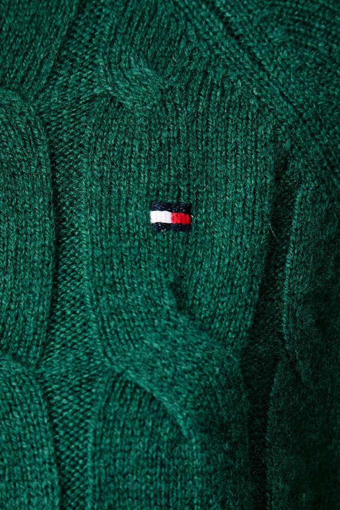 Sweter damski wełniany Tommy Hilfiger zielony WW0WW46791