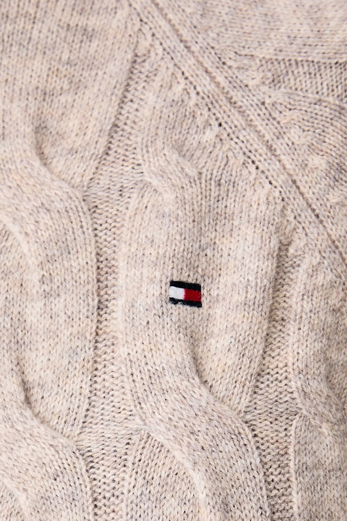 Sweter damski wełniany Tommy Hilfiger beżowy WW0WW46791