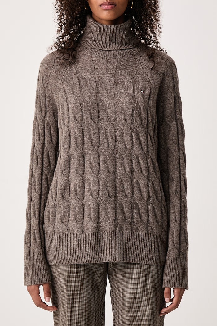 Svetr dámský vlněný Tommy Hilfiger WW0WW46791 hnědá