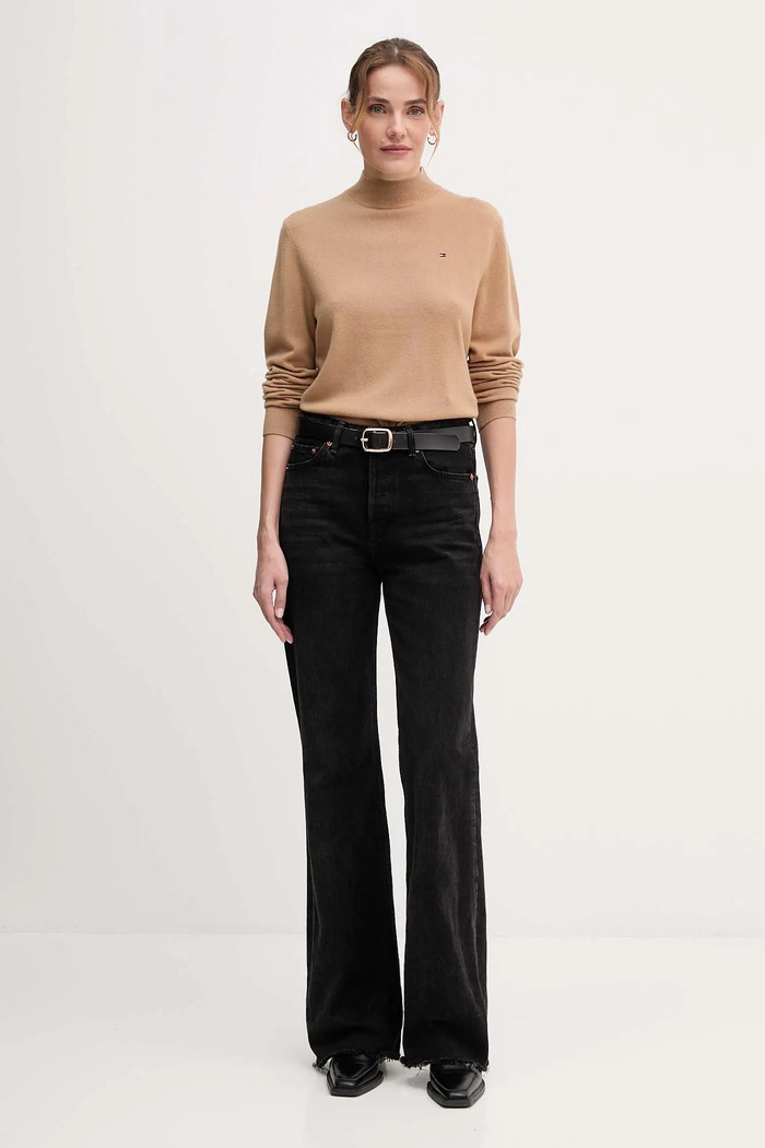 Vlnený sveter Tommy Hilfiger WW0WW47468 béžová AW25