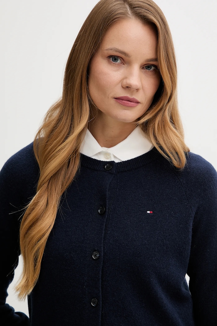 Tommy Hilfiger kardigan wełniany granatowy WW0WW47469