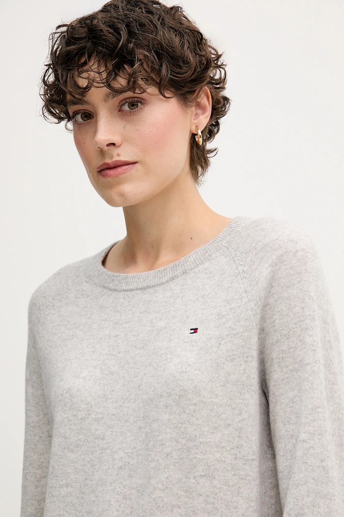 Vlnený sveter Tommy Hilfiger sivá WW0WW47470