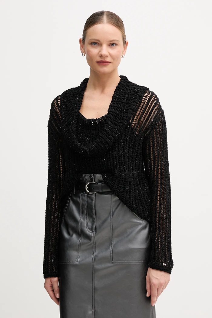 Tommy Hilfiger pulover subtiri negru WW0WW46762